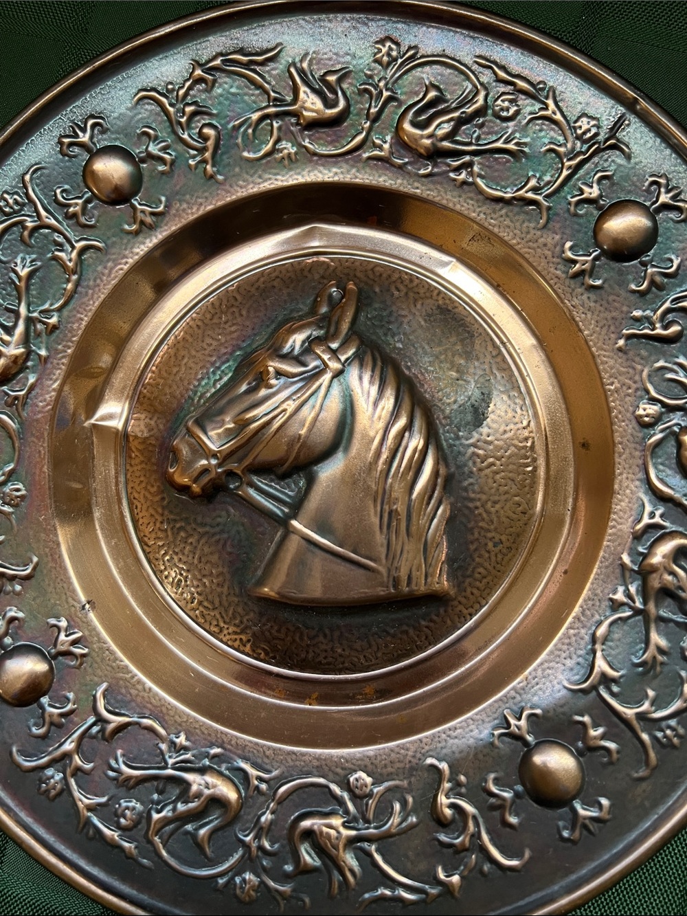 Vintage Decorative Horse Medallion Wall Plate - Copper Finish - Picture 10 of 11
